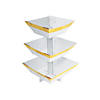 White & Gold Tiered Paper Treat Stand Image 1