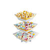 White & Gold Tiered Paper Treat Stand Image 1