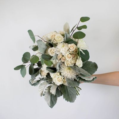 White and Sage Medium DIY Fresh Flower Pack Image 1