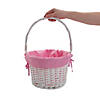 White Easter Basket with Pink Liner Image 1