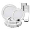 White Vintage Round Disposable Plastic Dinnerware Value Set (120 Settings) Image 1