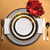 White with Black and Gold Royal Rim Plastic Dinnerware Value Set (60 Settings) Image 4