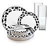 White with Black Dalmatian Spots Round Disposable Plastic Dinnerware Value Set (60 Settings) Image 1