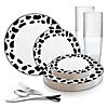 White with Black Dalmatian Spots Round Disposable Plastic Dinnerware Value Set (60 Settings) Image 1