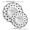 White with Black Dots Round Blossom Disposable Plastic Dinnerware Value Set (120 Dinner Plates + 120 Salad Plates) Image 2