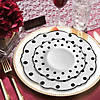 White with Black Dots Round Blossom Disposable Plastic Dinnerware Value Set (120 Dinner Plates + 120 Salad Plates) Image 4