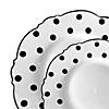 White with Black Dots Round Blossom Disposable Plastic Dinnerware Value Set (40 Dinner Plates + 40 Salad Plates) Image 1