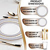 White with Blue and Gold Chord Rim Plastic Dinnerware Value Set (120 Settings) Image 1