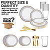 White with Blue and Gold Chord Rim Plastic Dinnerware Value Set (120 Settings) Image 3