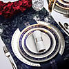 White with Blue and Silver Royal Rim Plastic Dinnerware Value Set (120 Settings) Image 4