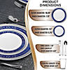 White with Blue and Silver Royal Rim Plastic Dinnerware Value Set (20 Settings) Image 1