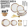 White with Burgundy and Gold Harmony Rim Plastic Dinnerware Value Set (20 Settings) Image 2