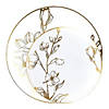 White with Gold Antique Floral Round Disposable Plastic Dinnerware Value Set (40 Dinner Plates + 40 Salad Plates) Image 1