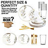 White with Gold Antique Floral Round Disposable Plastic Dinnerware Value Set (60 Settings) Image 2