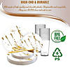 White with Gold Marble Stroke Round Disposable Plastic Dinnerware Value Set (120 Settings) Image 3