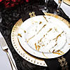 White with Gold Marble Stroke Round Disposable Plastic Dinnerware Value Set (60 Settings) Image 4