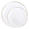 White with Gold Rim Organic Round Disposable Plastic Dinnerware Value Set (40 Dinner Plates + 40 Salad Plates) Image 1