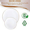 White with Gold Rim Organic Round Disposable Plastic Dinnerware Value Set (40 Dinner Plates + 40 Salad Plates) Image 4