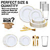 White with Gold Rim Round Blossom Disposable Plastic Dinnerware Value Set (20 Settings) Image 2