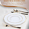 White with Gold Rim Round Blossom Disposable Plastic Dinnerware Value Set (20 Settings) Image 4