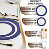 White with Gold Spiral on Blue Rim Plastic Dinnerware Value Set (20 Settings) Image 1