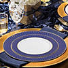 White with Gold Spiral on Blue Rim Plastic Dinnerware Value Set (20 Settings) Image 4