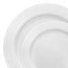 White with Silver Edge Rim Plastic Dinnerware Value Set (40 Dinner Plates + 40 Salad Plates) Image 1