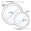 White with Silver Edge Rim Plastic Dinnerware Value Set (40 Dinner Plates + 40 Salad Plates) Image 2