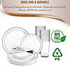 White with Silver Edge Rim Plastic Plastic Dinnerware Value Set (20 Settings) Image 3