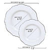 White with Silver Rim Round Blossom Disposable Plastic Dinnerware Value Set (120 Dinner Plates + 120 Salad Plates) Image 2