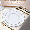 White with Silver Rim Round Blossom Disposable Plastic Dinnerware Value Set (120 Dinner Plates + 120 Salad Plates) Image 4