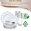 White with Silver Rim Round Blossom Disposable Plastic Dinnerware Value Set (60 Settings) Image 2