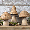 Wicker Mushroom Decor (Set Of 3) 6"H, 6.75"H, 8.25"H Resin Image 4