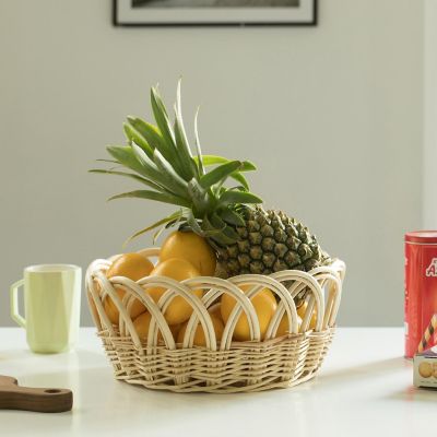 Wickerwise 13.75 Inch Decorative Round Fruit Bowl Bread Basket Serving Tray, Medium Image 1