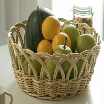 Wickerwise 16 Inch Decorative Round Fruit Bowl Bread Basket Serving Tray, Large Image 1