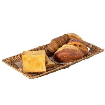 Wickerwise Natural Decorative Rectangular Hand-Woven Water Hyacinth Serving Tray with Built-in Handles, Small Image 1