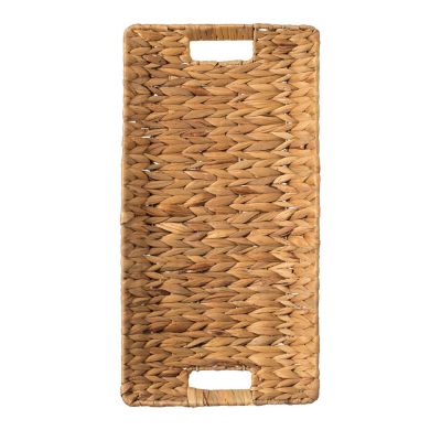 Wickerwise Natural Decorative Rectangular Hand-Woven Water Hyacinth Serving Tray with Built-in Handles, Small Image 2
