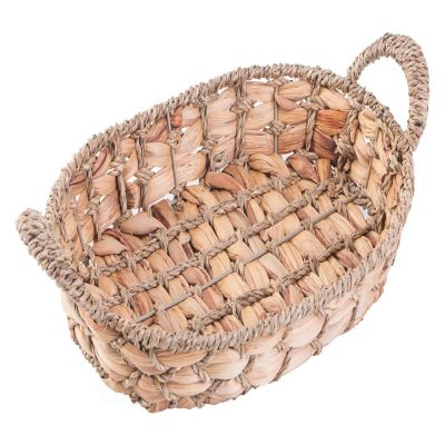 Wickerwise Seagrass Fruit Bread Basket Tray with Handles, Small Image 1