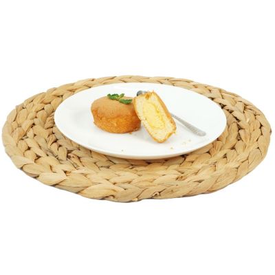 Wickerwise Set of 4 Decorative Round 11.5"" Natural Woven Handmade Water Hyacinth Placemats Image 1
