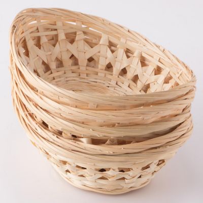Wickerwise Set of 5 Natural Bamboo Oval Storage Bread Basket Storage Display Trays Image 3