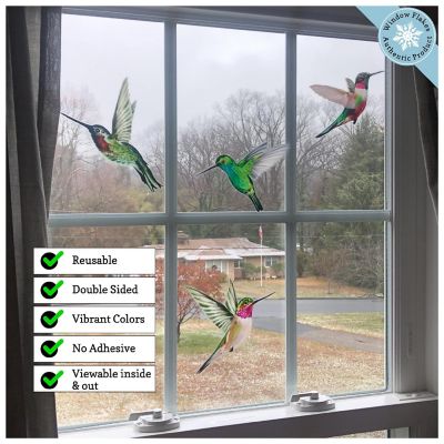 WINDOW FLAKES WINDOW CLINGS - ANTI-COLLISION HUMMINGBIRDS SET OF 4 Image 1