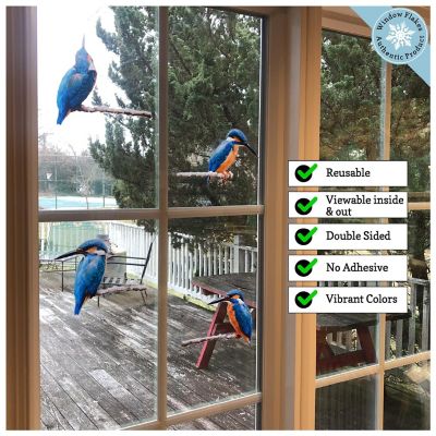 WINDOW FLAKES WINDOW CLINGS - ANTI-COLLISION KINGFISHER BIRDS (SET OF 4) Image 2