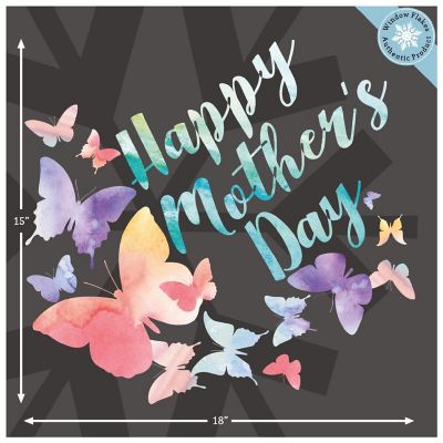 WINDOW FLAKES WINDOW CLINGS - HAPPY MOTHER'S DAY PASTEL BUTTERFLIES Image 1