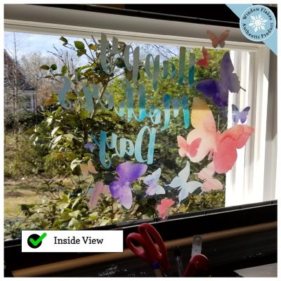 WINDOW FLAKES WINDOW CLINGS - HAPPY MOTHER'S DAY PASTEL BUTTERFLIES Image 2