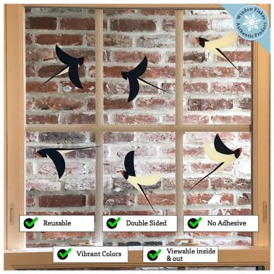 WINDOW FLAKES WINDOW CLINGS - ILLUSTRATED SWALLOWS SET OF 6 Image 2