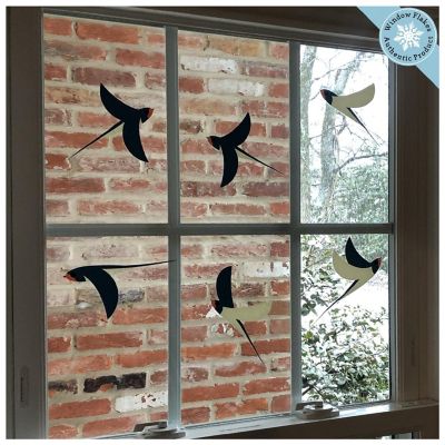 WINDOW FLAKES WINDOW CLINGS - ILLUSTRATED SWALLOWS SET OF 6 Image 3