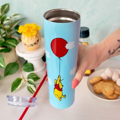 Winnie the Pooh Balloon Stainless Steel Tumbler With Straw  Holds 22 Ounces Image 2