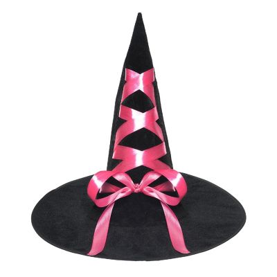 Witch Hat with Ribbon Adult Costume Accessory  Pink Image 1