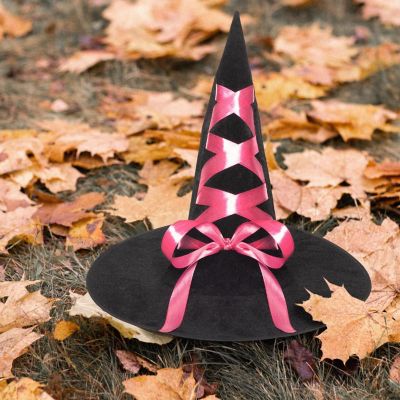 Witch Hat with Ribbon Adult Costume Accessory  Pink Image 2
