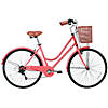 Women's 6-Speed Urban Hybrid Commuter Bicycle: Coral Image 1